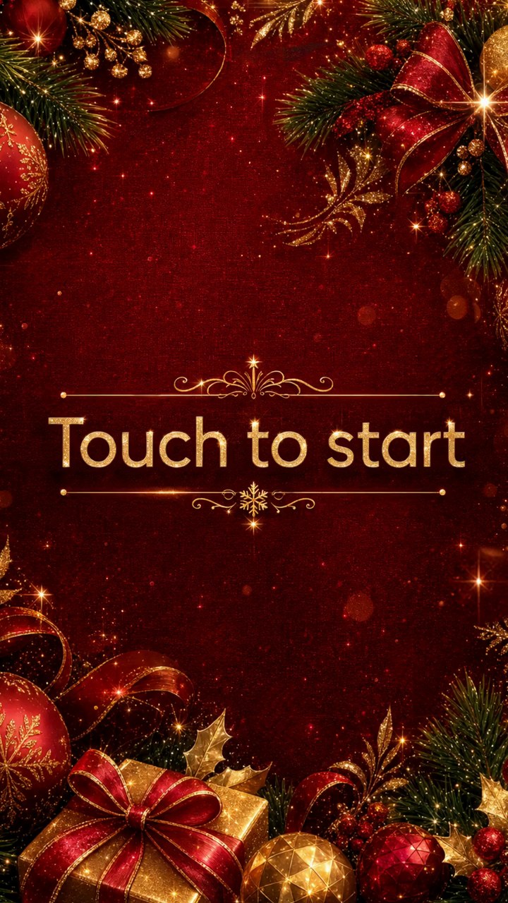 Static Christmas photo-booth welcome screen, before animation